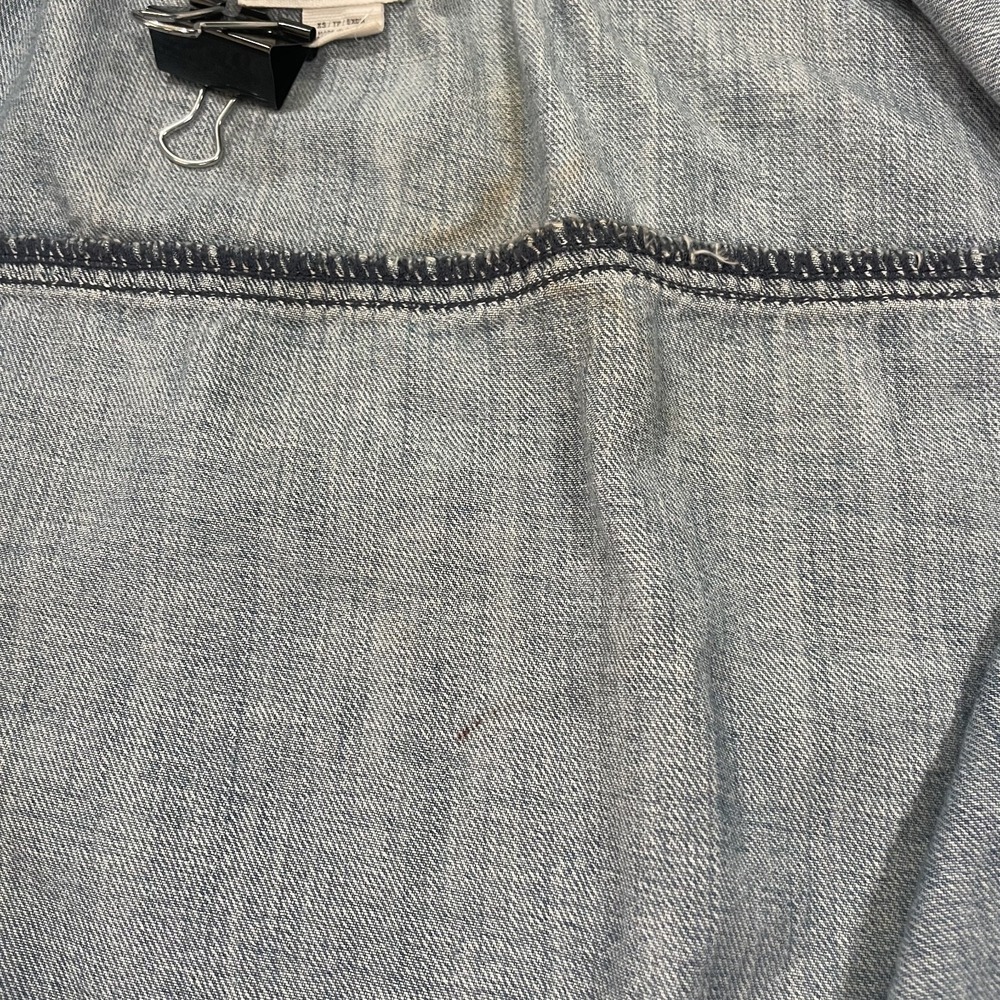 American Eagle Denim Bomber Jacket Size Small Striped Chambray Lightweight Layer - Picture 6 of 10